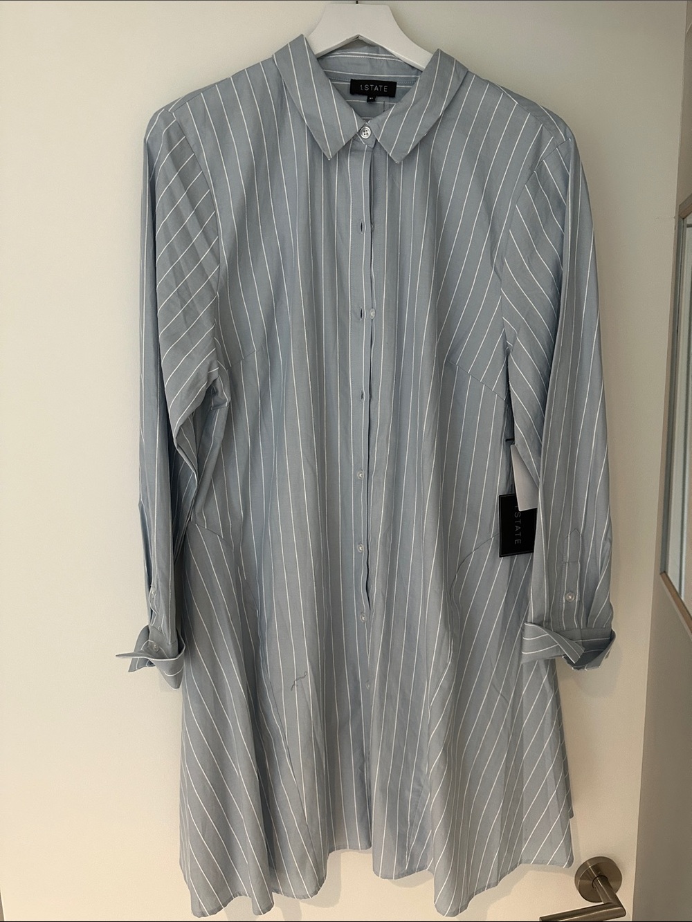 1 State Stripe Womens Button-Down Dress